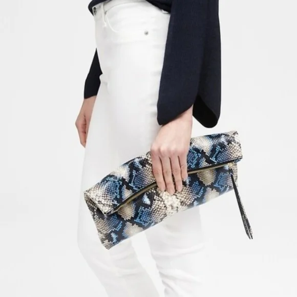 Banana Republic Snake Skin Embossed Leather Clutch Oversized Buttery Soft NWT - Picture 16 of 16